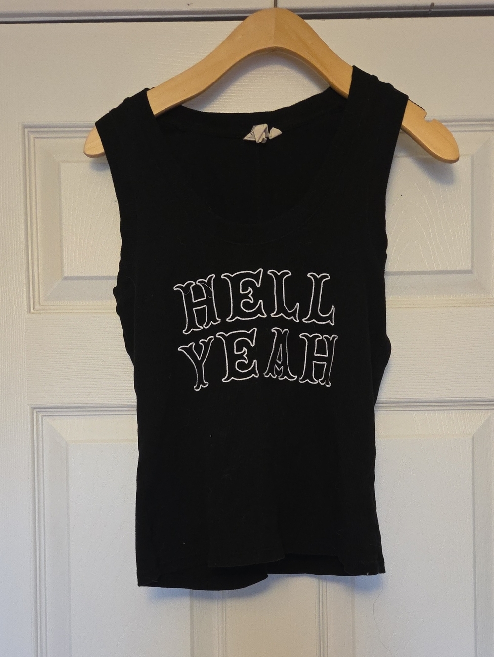 White Crow Black Ribbed Tank Top, Size M